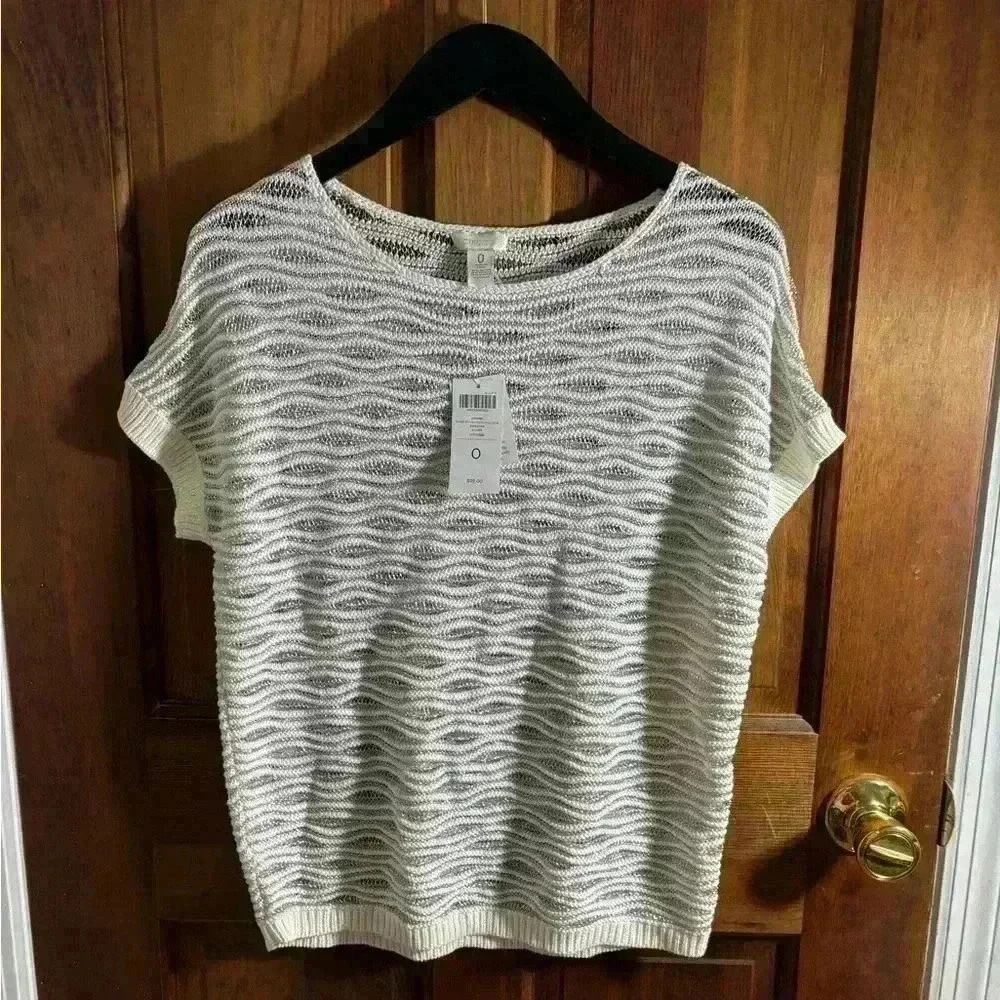 Chicos sweater why with silver threads NWT size 0